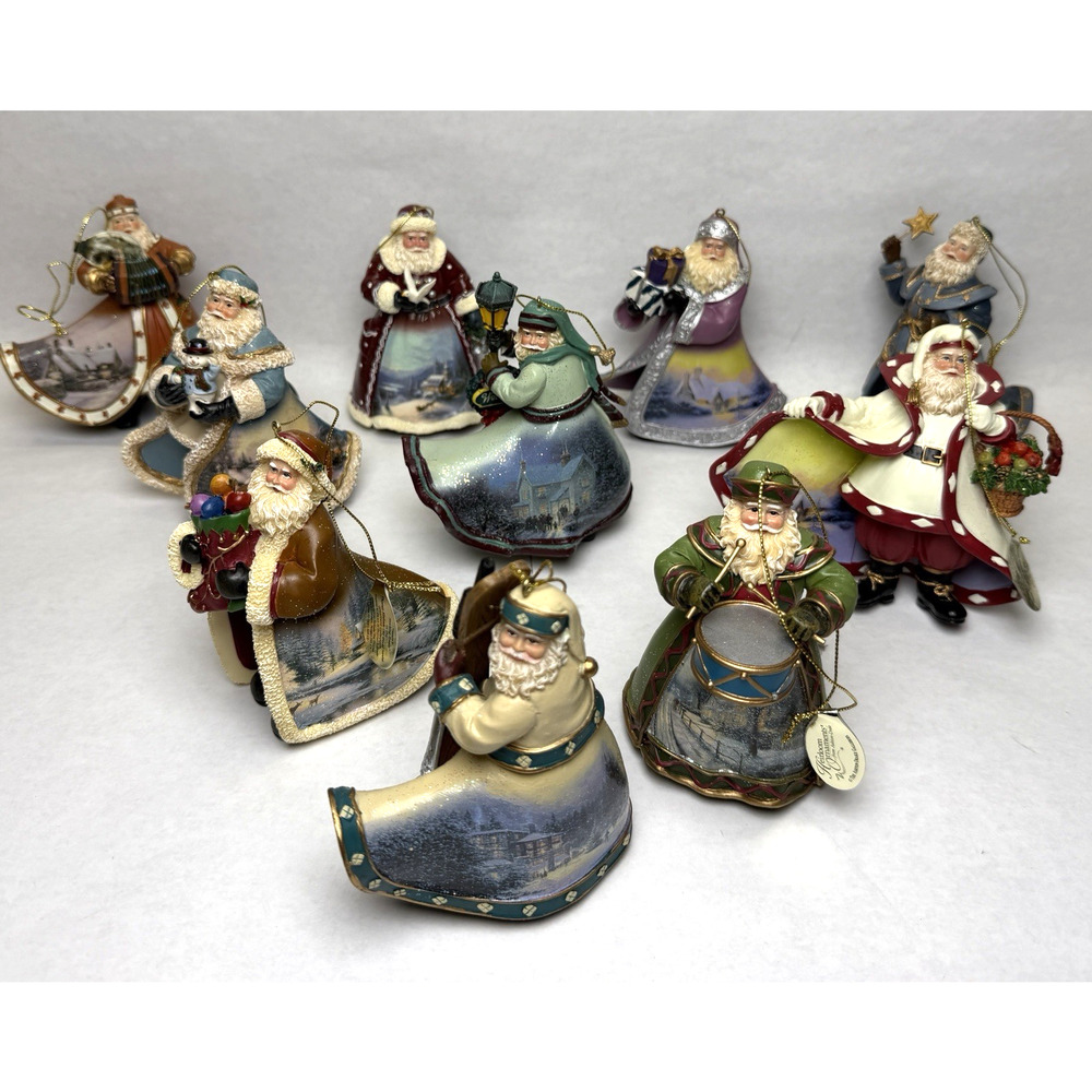 Thomas Kinkade Old World Santa Ashton Drake Ornaments Set of 10 Christmas Lot 5